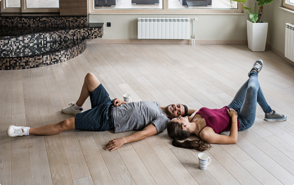 couple on new flooring 